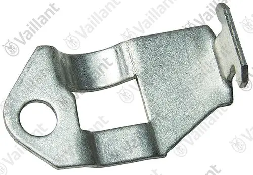 Metalllasche von Vaillant, geformt mit einer Öffnung und einer Aussparung, die als Halterung oder Verbindungselement verwendet werden kann.
